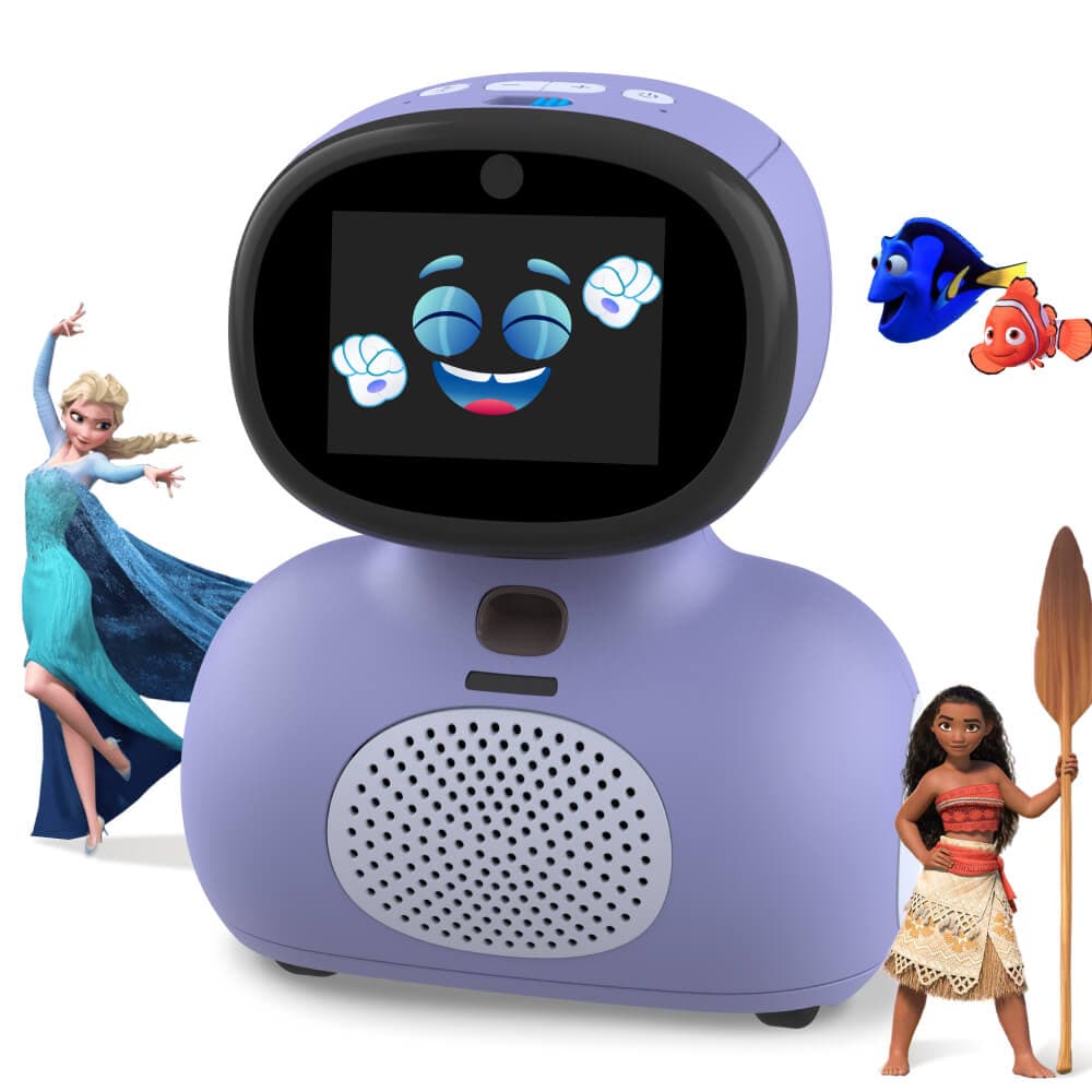 Purple Miko Mini learning robot with animated characters